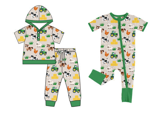 25.5.9 custom each style moq 5eta 4-6week Sibling Sister farm animal baby boy short sleeve pants sets and rompers match family design