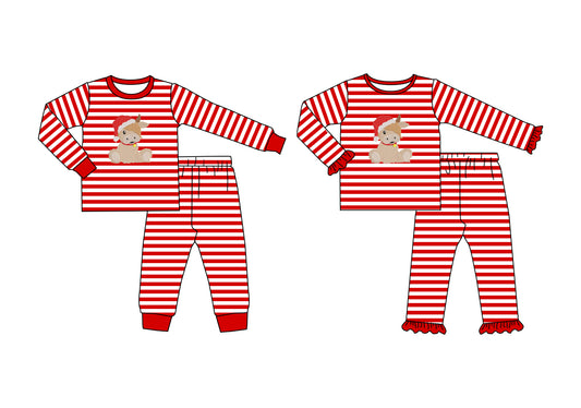 25.6.5 custom each style moq 5eta 4-6week Sibling Sisters Christmas red baby girl long sleeve pants sets 1 and sets 2 match family design