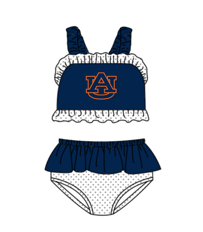 Custom moq 5 mix size milk silk summer teams baby girl boys clothes Navy Blue Two-Piece Swimsuit Set One Piece Swimsuits boy swim trunks