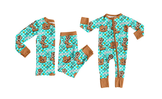 25.7.31 custom each style moq 5eta 4-6week Sibling Sister howdy baby boy long sleeve pants sets and rompers match family design