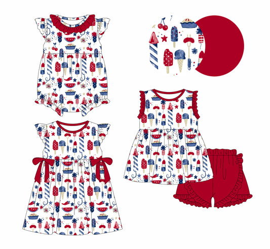12.28 custom each style moq 5eta 4-6week Sibling Sister rainbow baby girl short sleeve shorts sets and dress and rompers match family design
