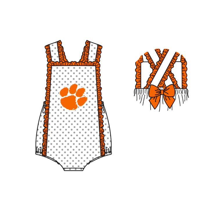 Custom moq 5 mix size milk silk summer teams orange Polka Dot Baby Romper Set Short-Sleeved Thong Dress for Girls And Short-Sleeved Shorts for Boys Cute Baby Outfit Combination