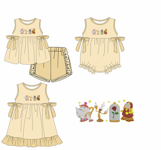 3.25 custom each style moq 5eta 4-6week Sibling Sisters baby girl short sleeve shorts sets and dress and rompers match family design