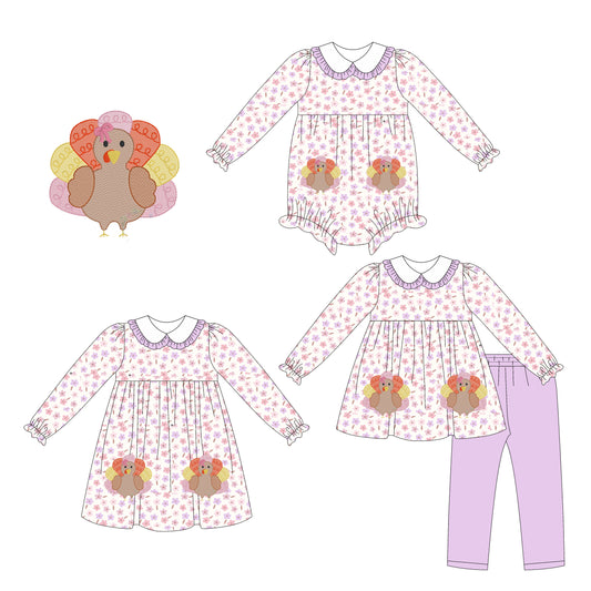 25.7.5 custom each style moq 5eta 4-6week Sibling Sisters turkey baby girl long sleeve pants sets and dress and rompers match family design