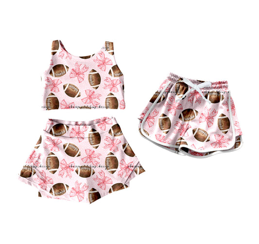 4.16 custom each style moq 5eta 4-6week Sibling Sister rugby bow baby girls clothes Short sleeve yoga dress and shorts match family design