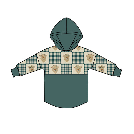 8.15 custom each style moq 5 eta 4-6week baby boys clothes cow head green hooded long sleeve top