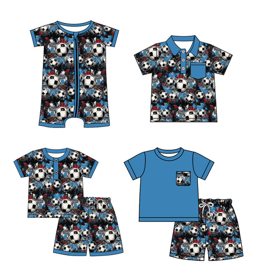 3.21 custom each style moq 5eta 4-6week Sibling Sister football baby girl sets 1 and sets 2 and boy rompers and top match family design
