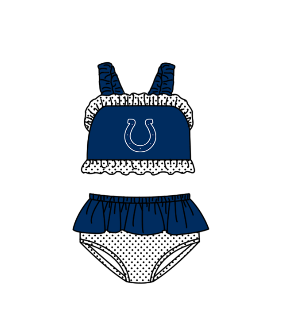 Custom moq 5 mix size milk silk summer teams baby girl boys clothes Navy Blue Two-Piece Swimsuit Set One Piece Swimsuits boy swim trunks