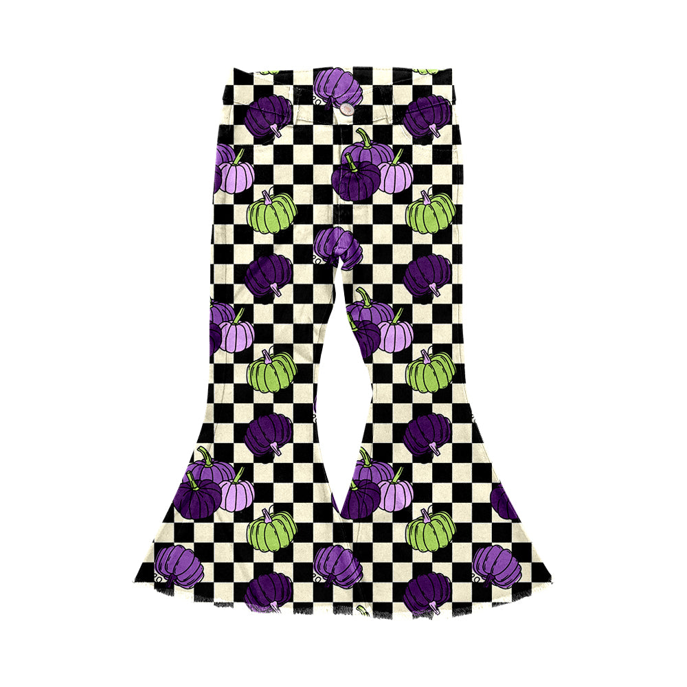 7.3 custom each style moq 5eta 4-6week baby girl clothes pumpkin purple bell bottom pant jeans pant