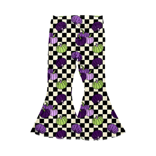7.3 custom each style moq 5eta 4-6week baby girl clothes pumpkin purple bell bottom pant jeans pant