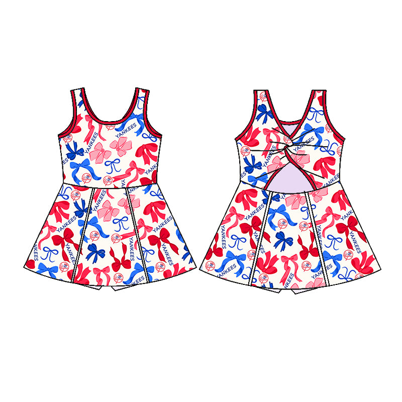 Custom moq 5 mix sizes summer teams baby girls clothes team red short sleeve skirts shorts sets dress 1 and dress 2 and dress 3 and dress 4-25.5.16
