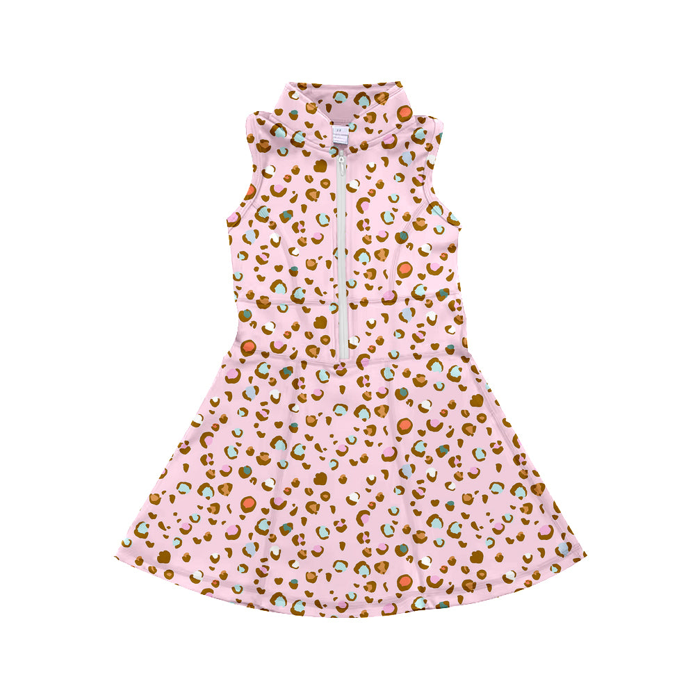 7.2 custom each style moq 5eta 4-6week leopard baby girls clothes Yoga Wear girls sets and sleeveless dress