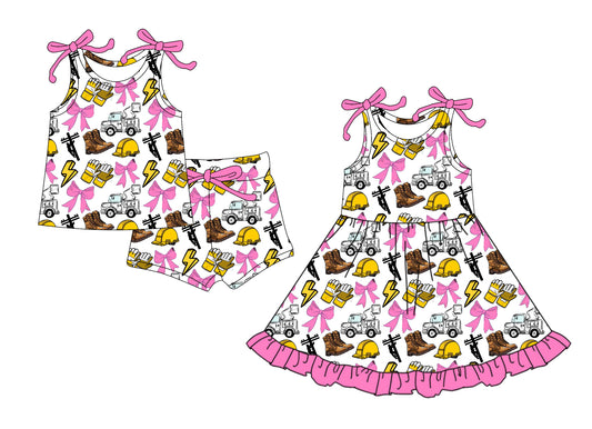 4.24 custom each style moq 5eta 4-6week Sibling Sister bow boots baby girl short sleeve shorts sets and dresses match design