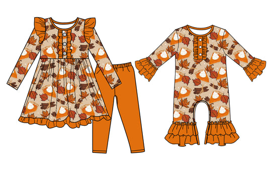 25.6.28 custom each style moq 5eta 4-6week Sibling Sisters baby girl long sleeve pants sets and rompers match family design