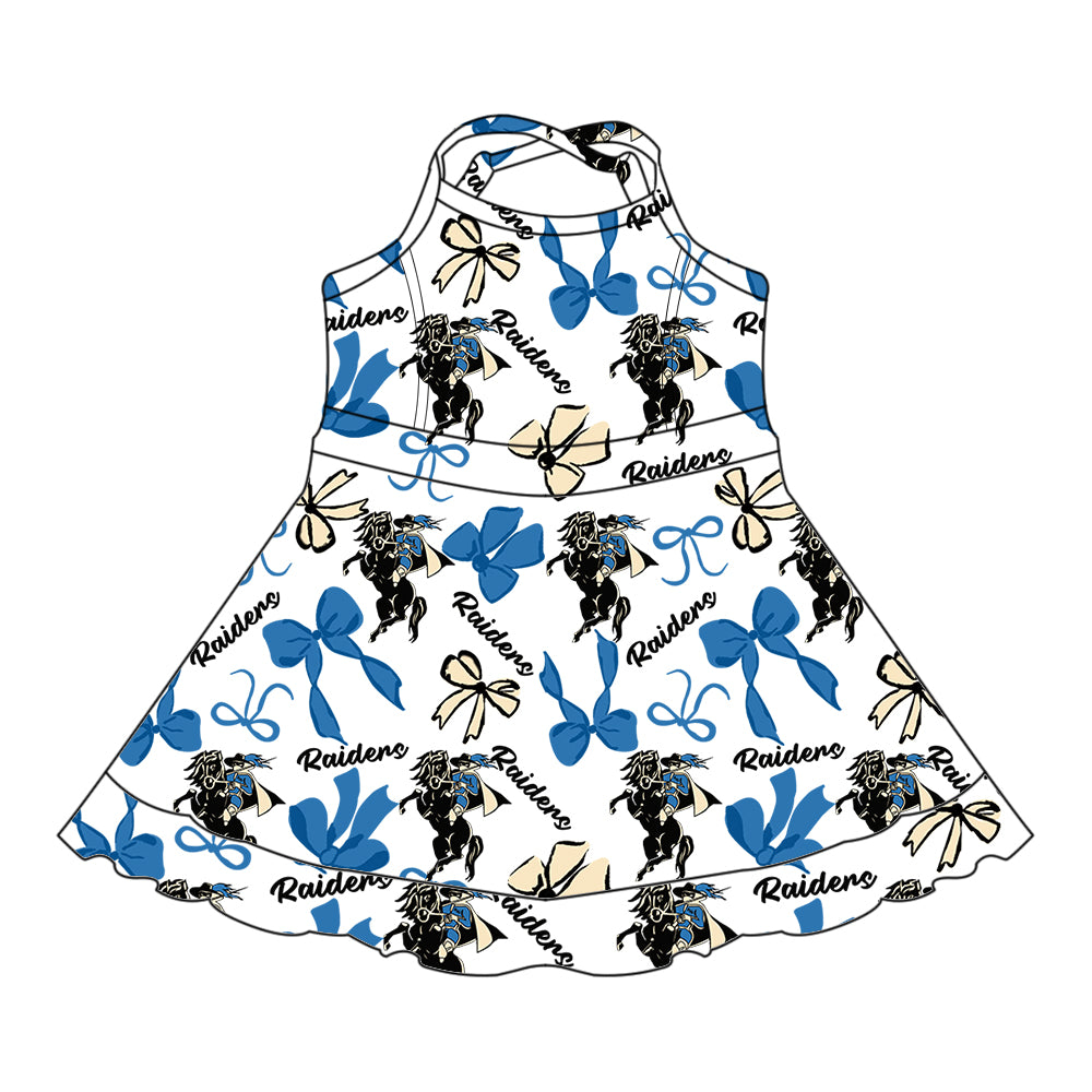 Custom moq 5 mix size milk silk summer teams baby girls clothes bow sky blue hooded long sleeve pants sets and skirts sets and dress and jumpsuit and top-25.7.30