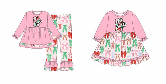 25.7.17 custom each style moq 5eta 4-6week Sibling Sisters HO bow baby girl long sleeve pants sets and dress match family design