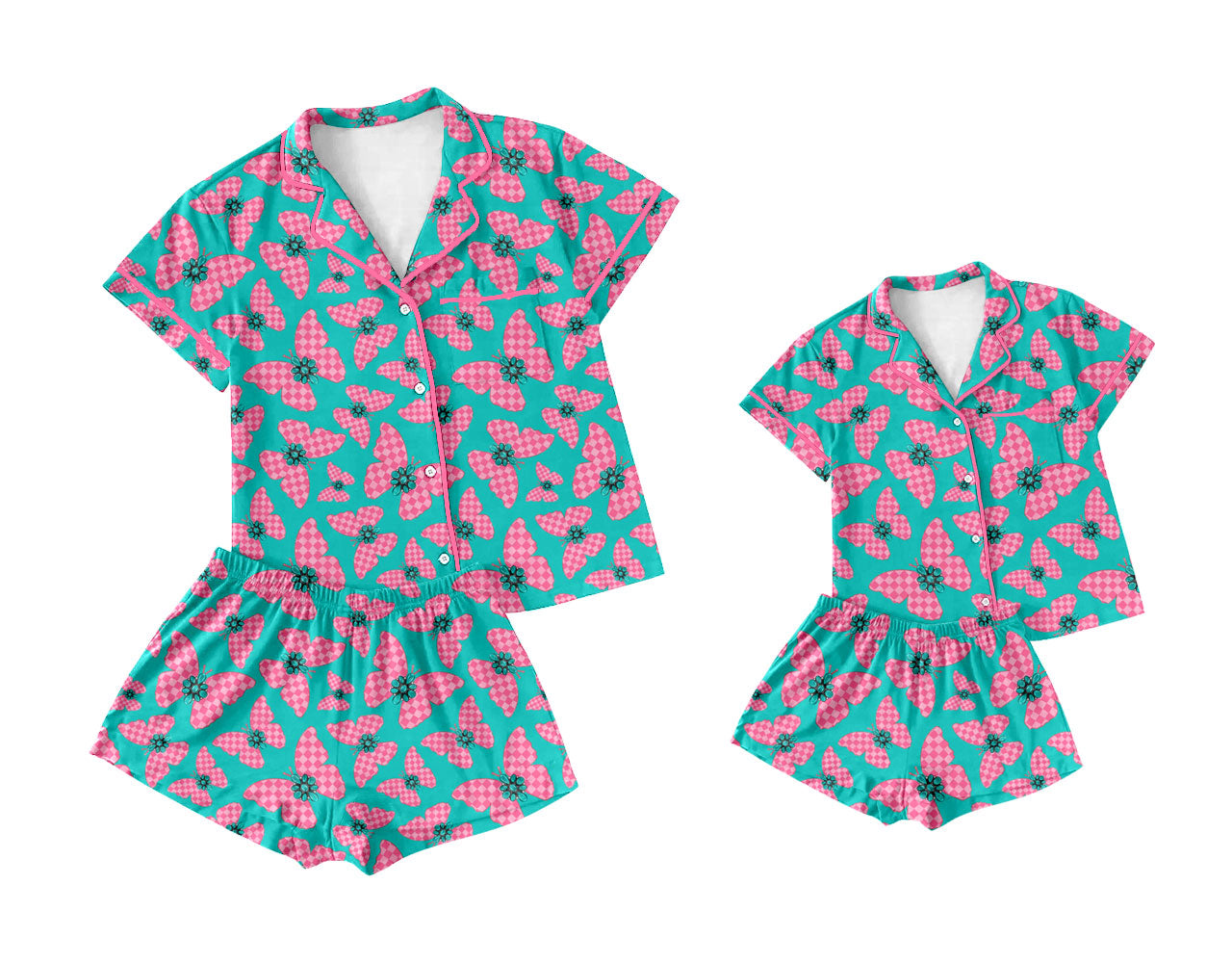 25.11.18 custom each style moq 5 eta 6-8week Sibling Sister short sleeve shorts sets and adult set match design