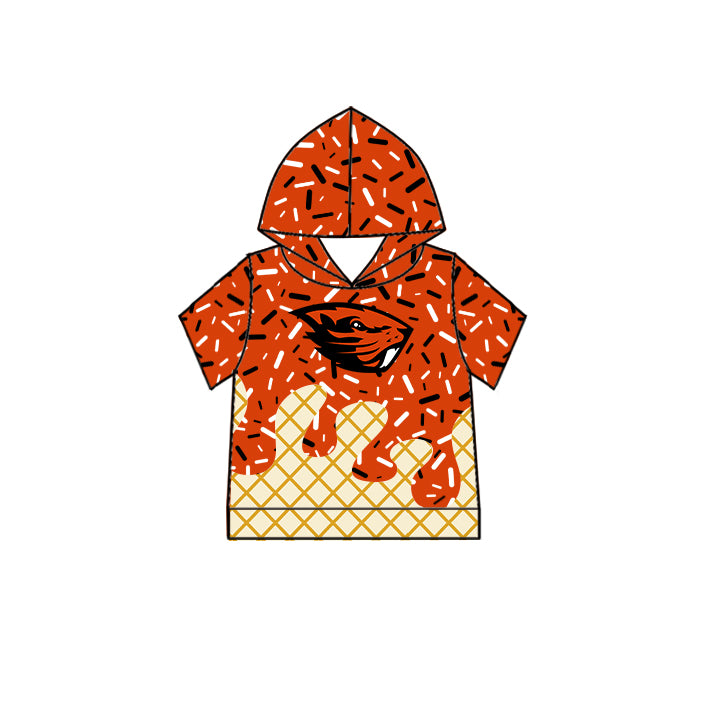 Custom summer teams baby girls clothes team red and orange hooded long sleeve tops and short sleeve top and dress and pants and shorts-25.6.3
