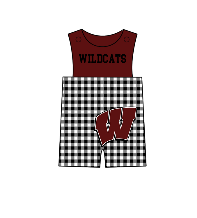 Custom moq 5 mix size milk silk summer teams baby girl boys clothes Dark Red Black and white checkered short sleeve shorts sets 3 and dress and rompers 2 series