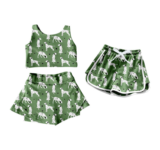 4.9 custom each style moq 5eta 4-6week Sibling Sister puppy baby girls clothes Short sleeve yoga dress and shorts match family design