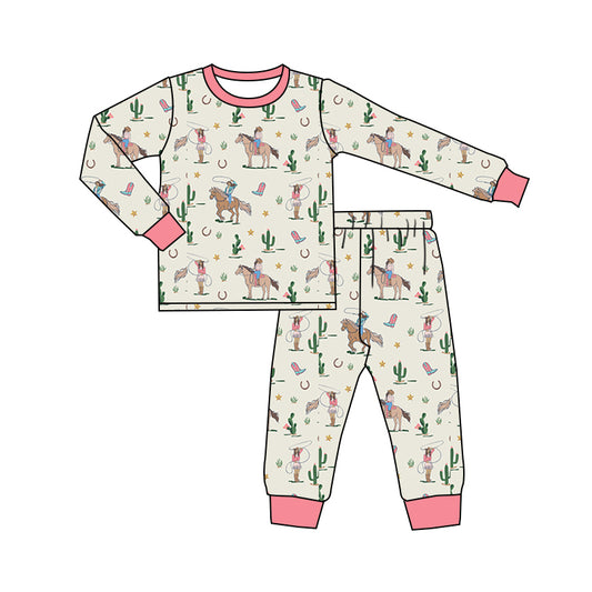 9.2 custom each style moq 5eta 4-6week Sibling Sister riding horse pink baby girls sets and rompers match family design