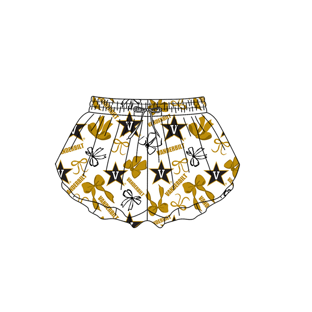 Custom moq 5 mix size milk silk summer teams Baby Girls Yellow Bow Vest Top Skirt Shorts Sets Sleeveless Yoga Knee Length Dresses Yoga Shorts
