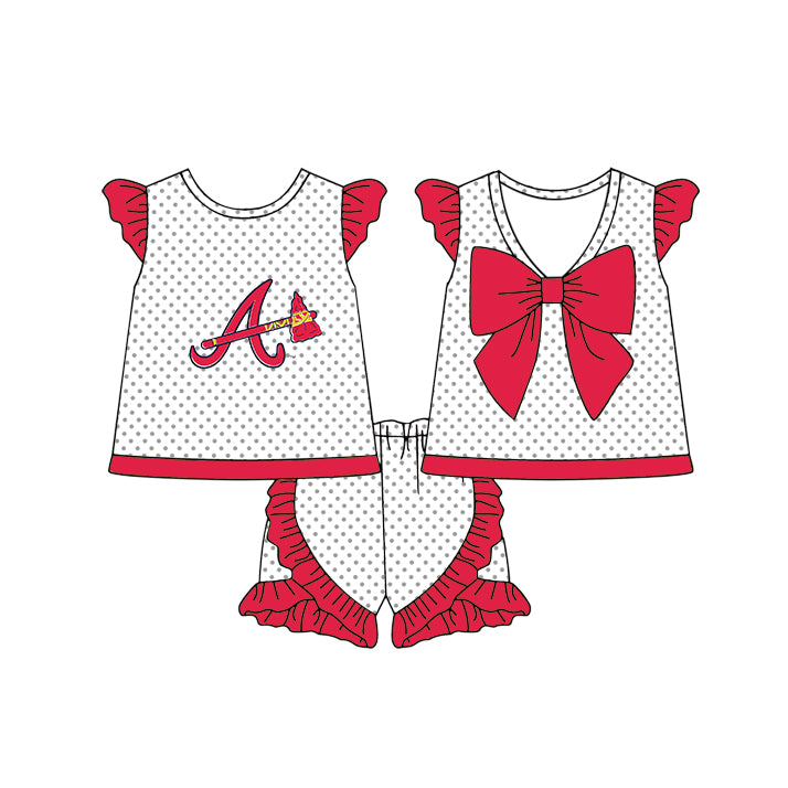 Custom moq 5 mix size milk silk summer teams Girls Long Sleeve Red Top Matching Short Sleeve Striped Polka Dot Set Boys Tops