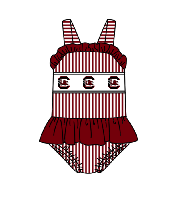 Custom moq 5 mix size milk silk summer teams Baby Girl Red Stripe Two-Piece Swimsuit Set One Piece Swimsuits Boys Swim Trunks