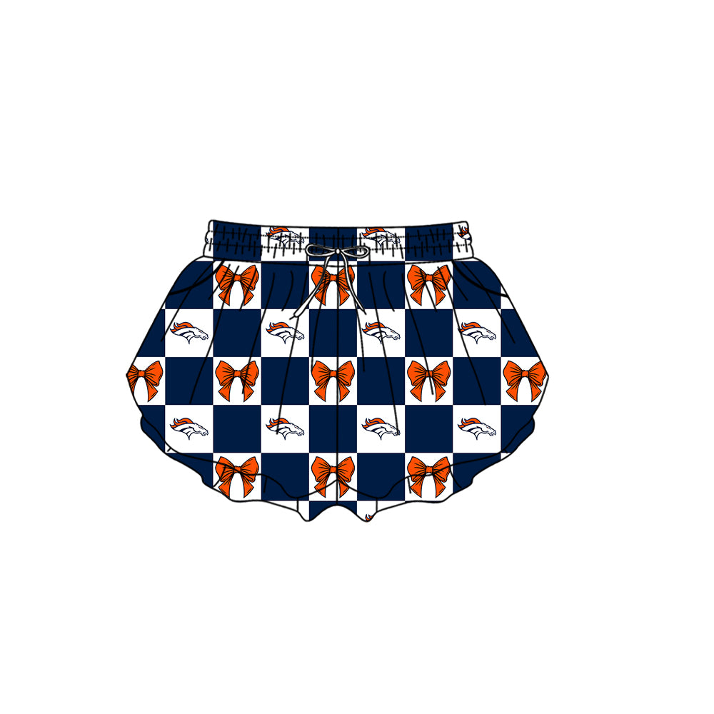 Custom moq 5 mix size milk silk summer teams Navy Blue Checked Baby Girl Sleeveless Top Skirt Short Set Dress And Shorts Yoga Outfit Boy's Top Shorts Set Romper