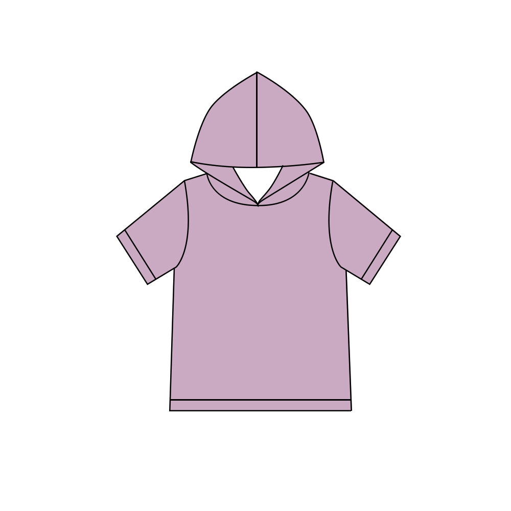 Custom moq 5 boys Blank Cotton Short Sleeve Hooded Top Mauve Short Sleeve Hooded Top