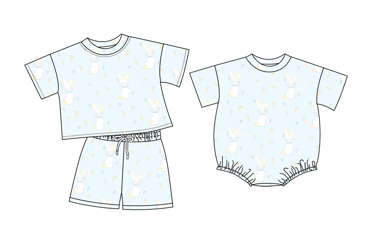26.1.12 custom each style moq 5 eta 6-8week Sibling Sister easter baby girl short sleeve shorts sets and romper match design
