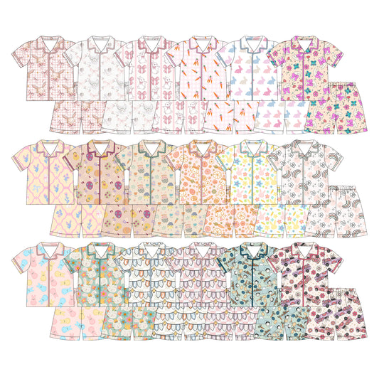 25.12.10 custom each style moq 5 eta 6-8week Sibling Sisters baby girl clothes short sleeve shorts sets 18 match family design