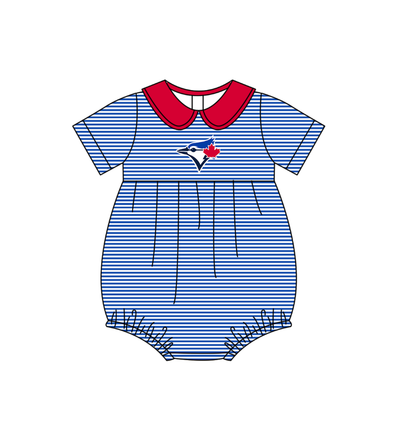 Custom moq 5 mix size milk silk summer teams Baby Boys And Girls Blue Short-Sleeved Shirt And Shorts Set Matching Striped Rompers Outfit Set