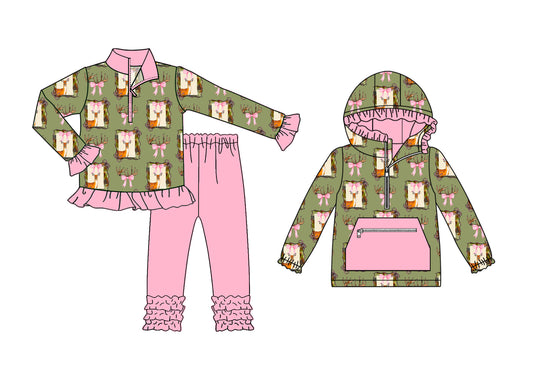 25.8.4 custom each style moq 5eta 4-6week Sibling Sisters bow baby girl long sleeve pants sets and top match family design