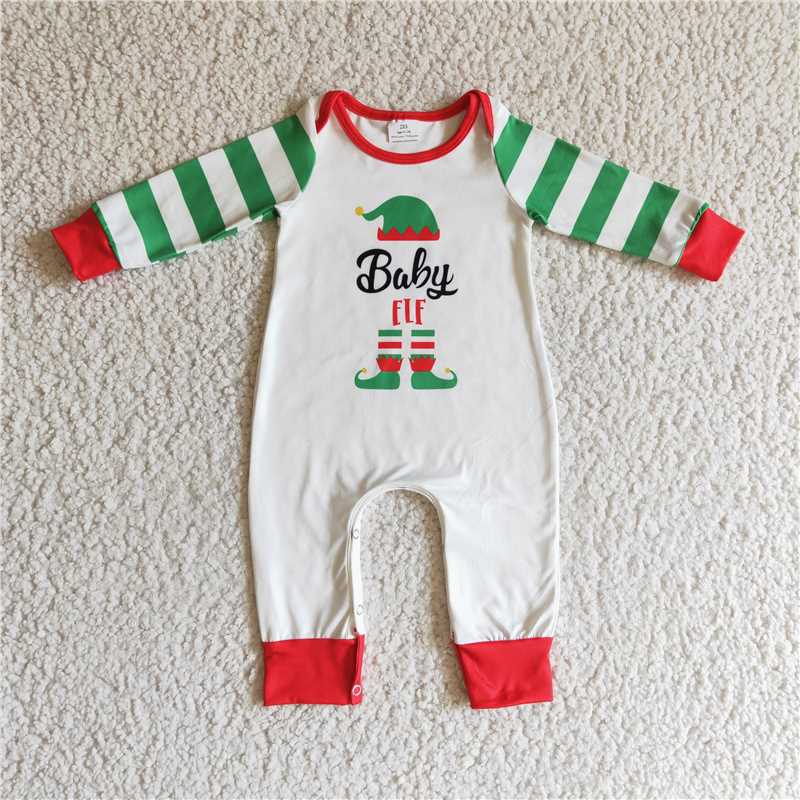 Baby boys Christmas style baby Christmas stockings with printed green stripes Family Series Siblings Set