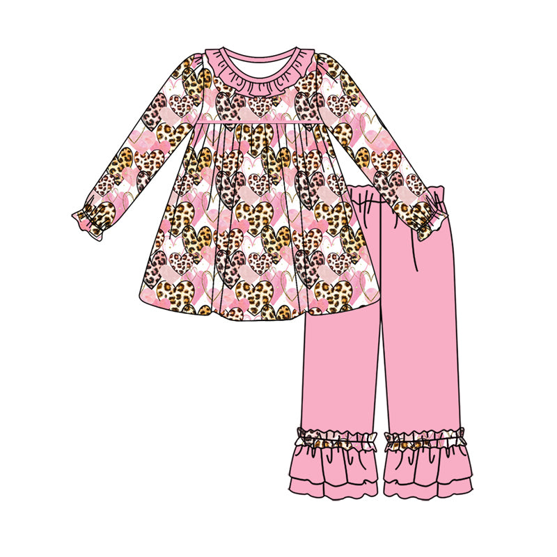 10.2 custom each style moq 5eta 4-6week Sibling Sister love leopard baby girl sets and dress and rompers match family design