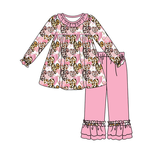 10.2 custom each style moq 5eta 4-6week Sibling Sister love leopard baby girl sets and dress and rompers match family design