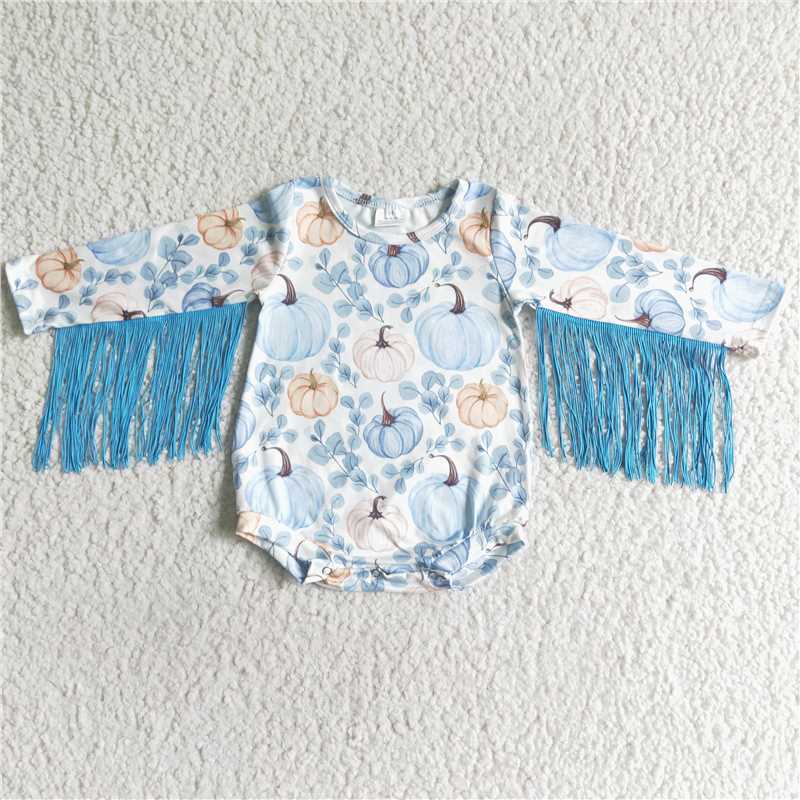 RTS Blue Pumpkin Halloween Outfit and Romper Matching Clothes