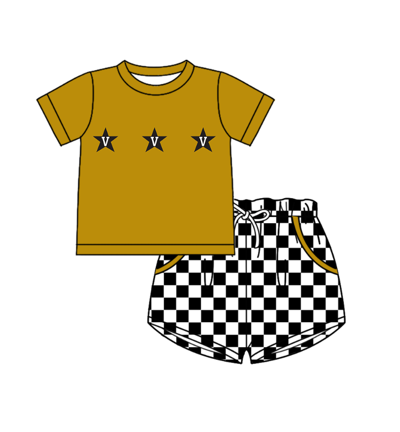 Custom moq 5 mix size milk silk summer teams Boy's Short Sleeved Top Plaid Shorts Set Girl's Short-Sleeved Set with Matching Swimsuits Adult Shorts