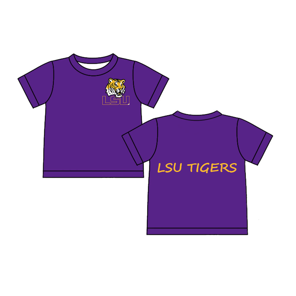 Custom moq 5 mix sizes summer teams baby girls clothes team purple short sleeve skirts shorts sets dress top-25.5.9