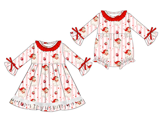 25.6.12 custom each style moq 5eta 4-6week Sibling Sisters Christmas baby girl long sleeve dress and rompers match family design
