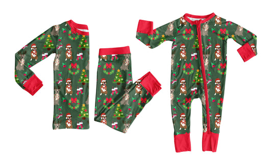 25.7.23 custom each style moq 5eta 4-6week Sibling Sister Christmas green baby boy long sleeve pants sets and rompers match family design