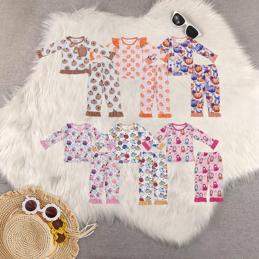 RTS NO MOQ Sibling Baby Girls halloween Long Sleeve Pants Sets