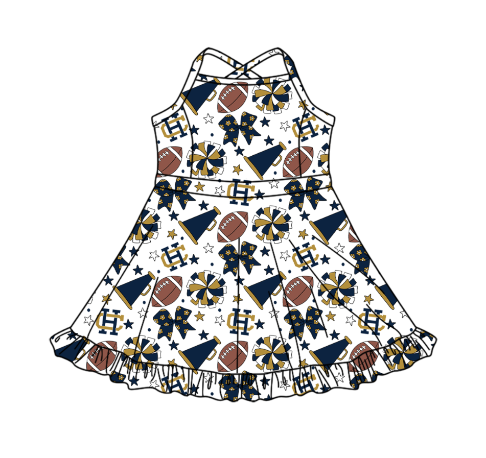 Custom moq 5 mix size milk silk summer teams Baby Girls Strap Stars Bows Yoga Ruffle Knee Length Dresses Activity Wear Cute Kids Clothing