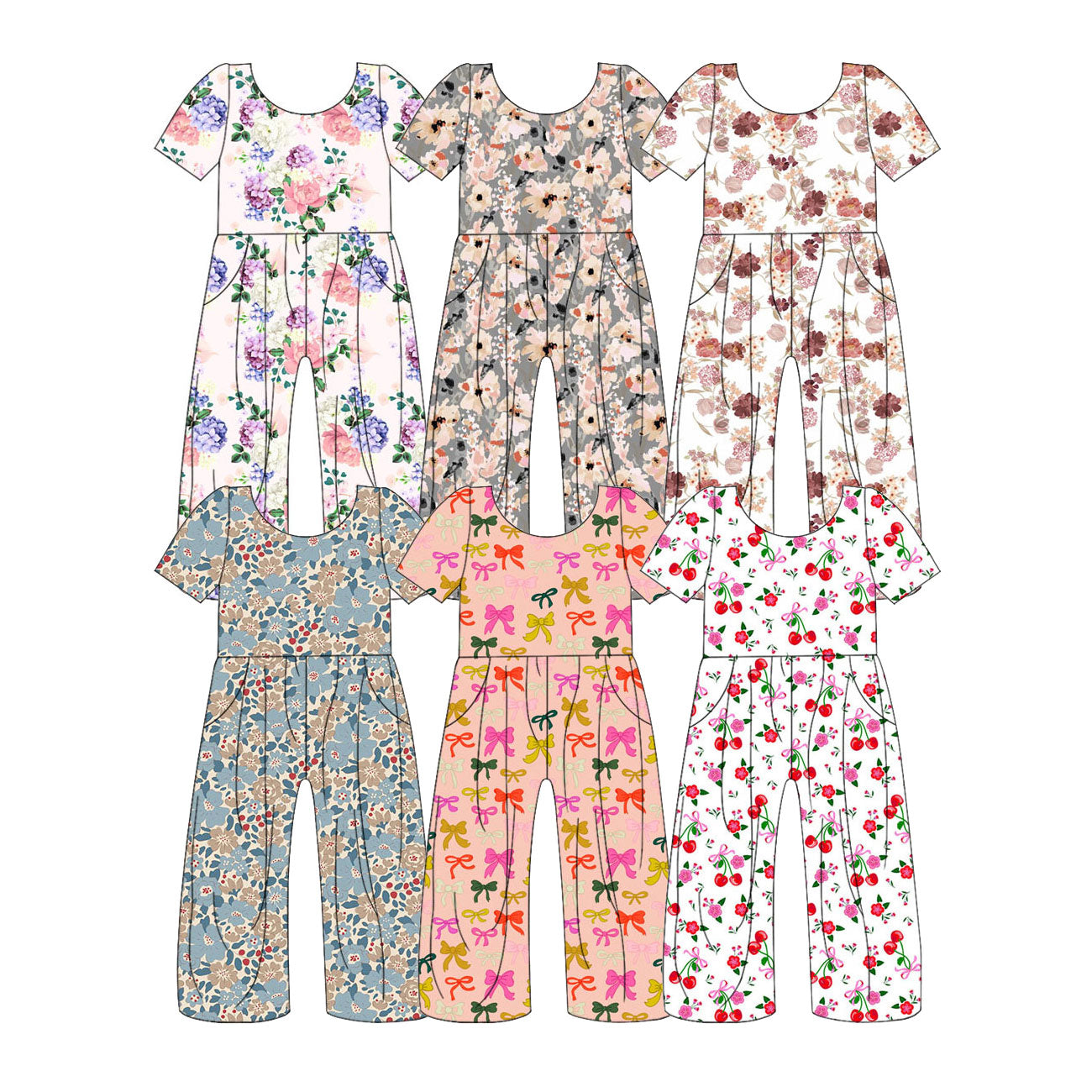 3.28 Custom moq 5 mix size Sibling Baby Girl's Flowers Short Sleeve Jumpsuits