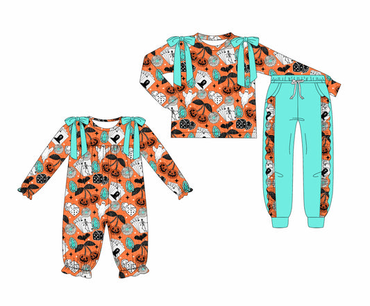 25.7.22 custom each style moq 5eta 4-6week Sibling Sister bow baby boy long sleeve pants sets and rompers match family design