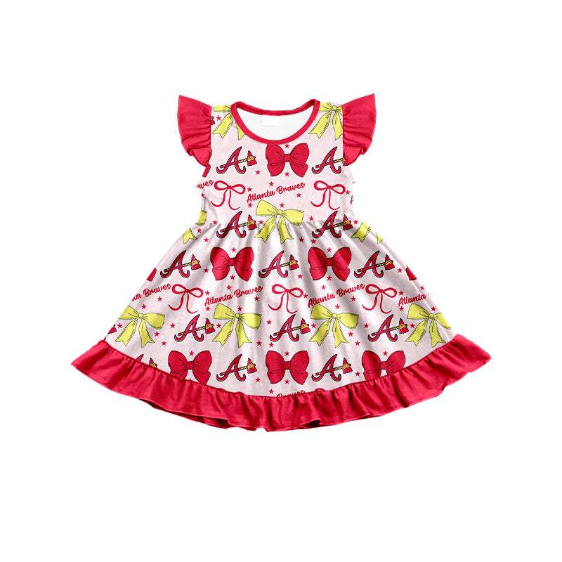 Custom moq 5 mix size milk silk summer teams baby girls clothes team bow red long sleeve hooded pants sets and dress 1 and dress 2 and romper-25.6.16