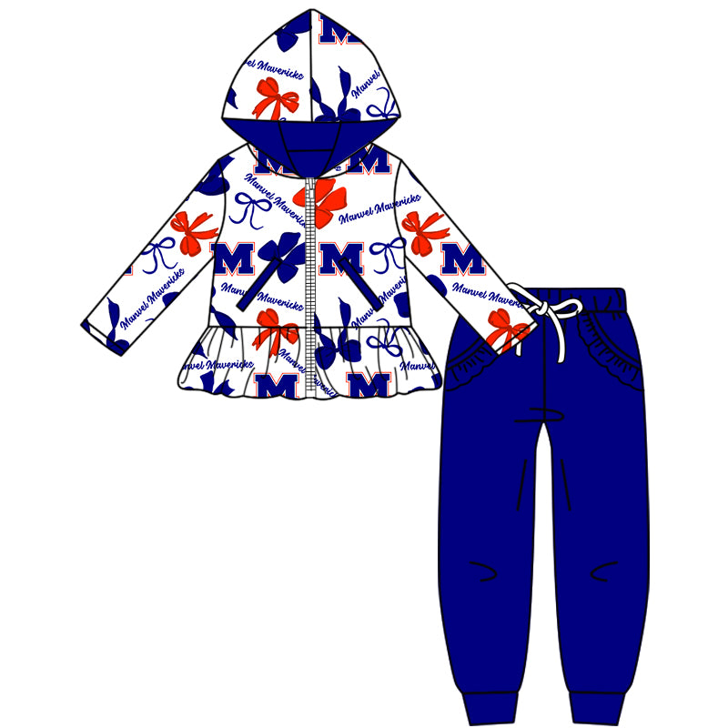 Custom moq 5 mix size milk silk summer teams baby girls clothes bow blue purple hooded long sleeve pants sets and boy sets and dress and hooded top and pant-25.8.14