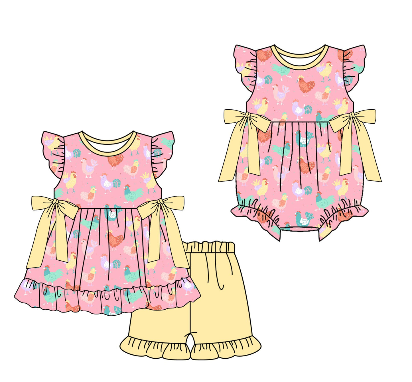 26.1.22 custom each style moq 5 eta 6-8week Sibling Sister baby girl short sleeve shorts sets and romper match design