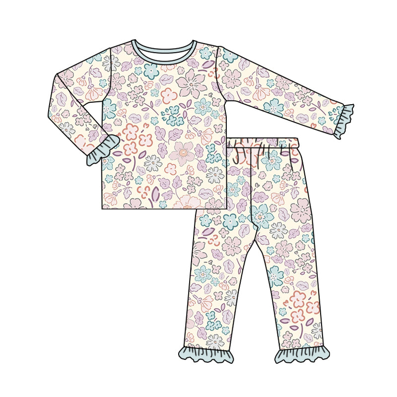 7.31 custom each style moq 5eta 4-6week Sibling Sister floral baby girls sets and dress and rompers match family design